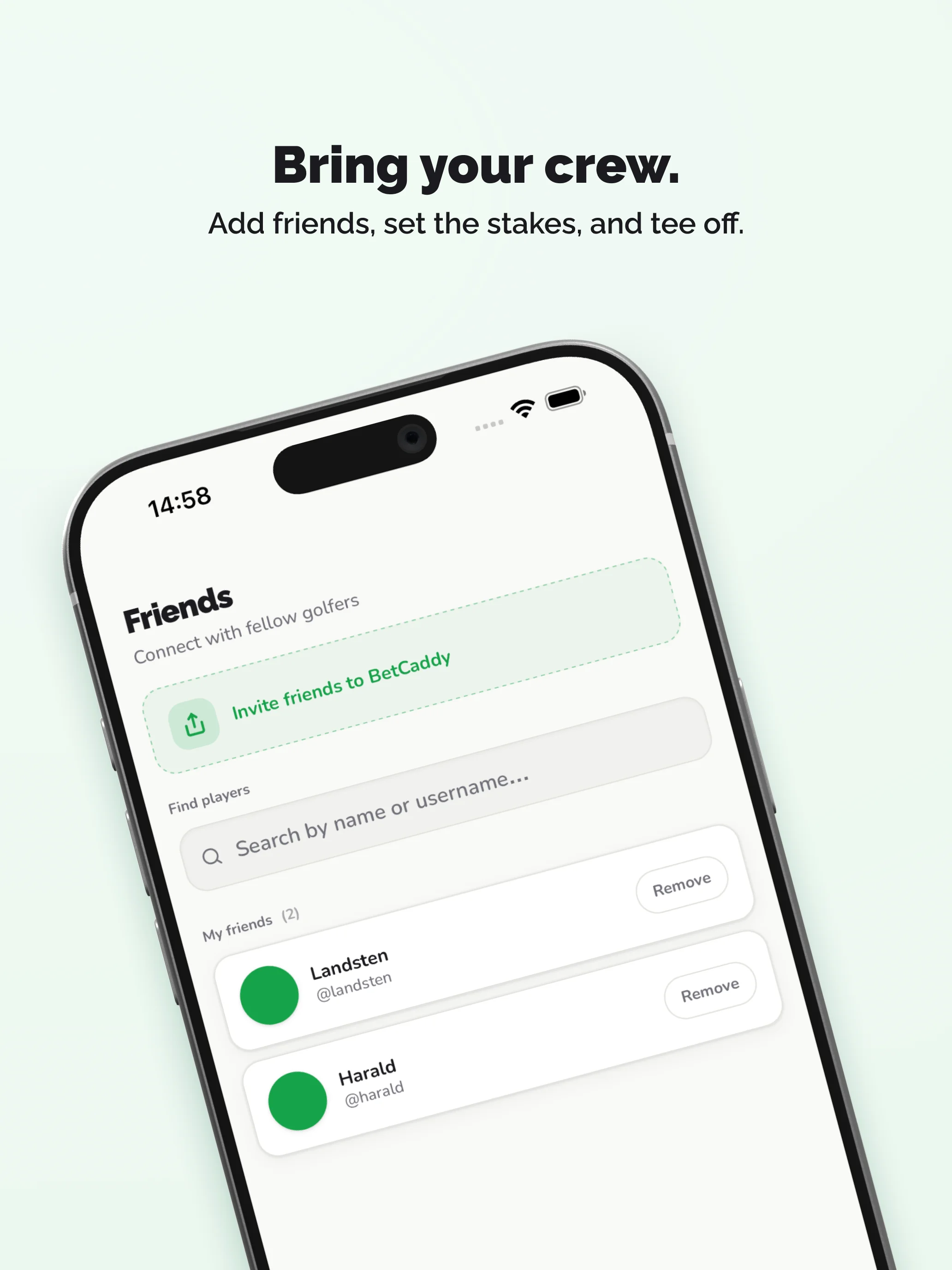 BetCaddy — add friends and bring your crew