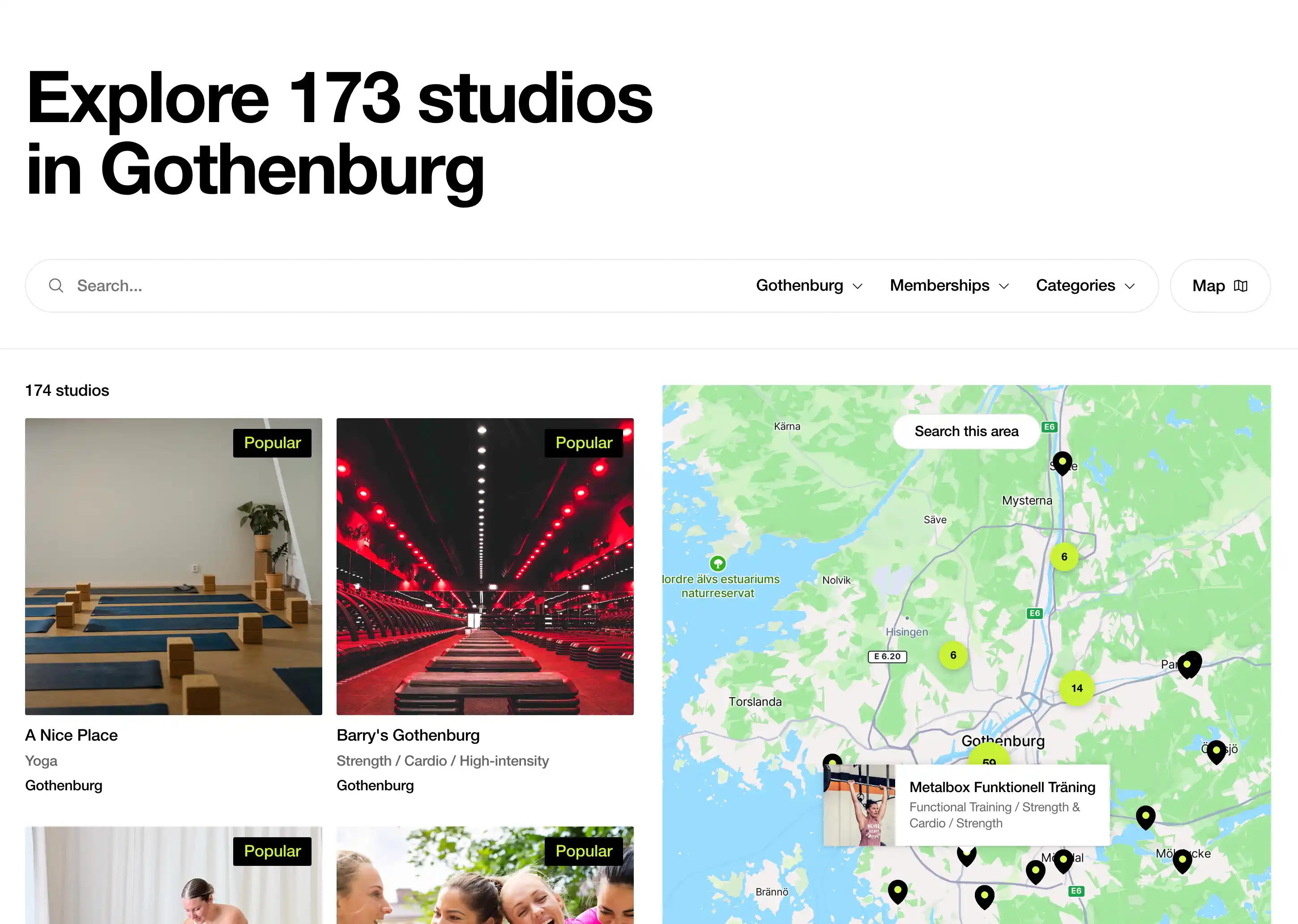 Studio explorer with an interactive map of Gothenburg