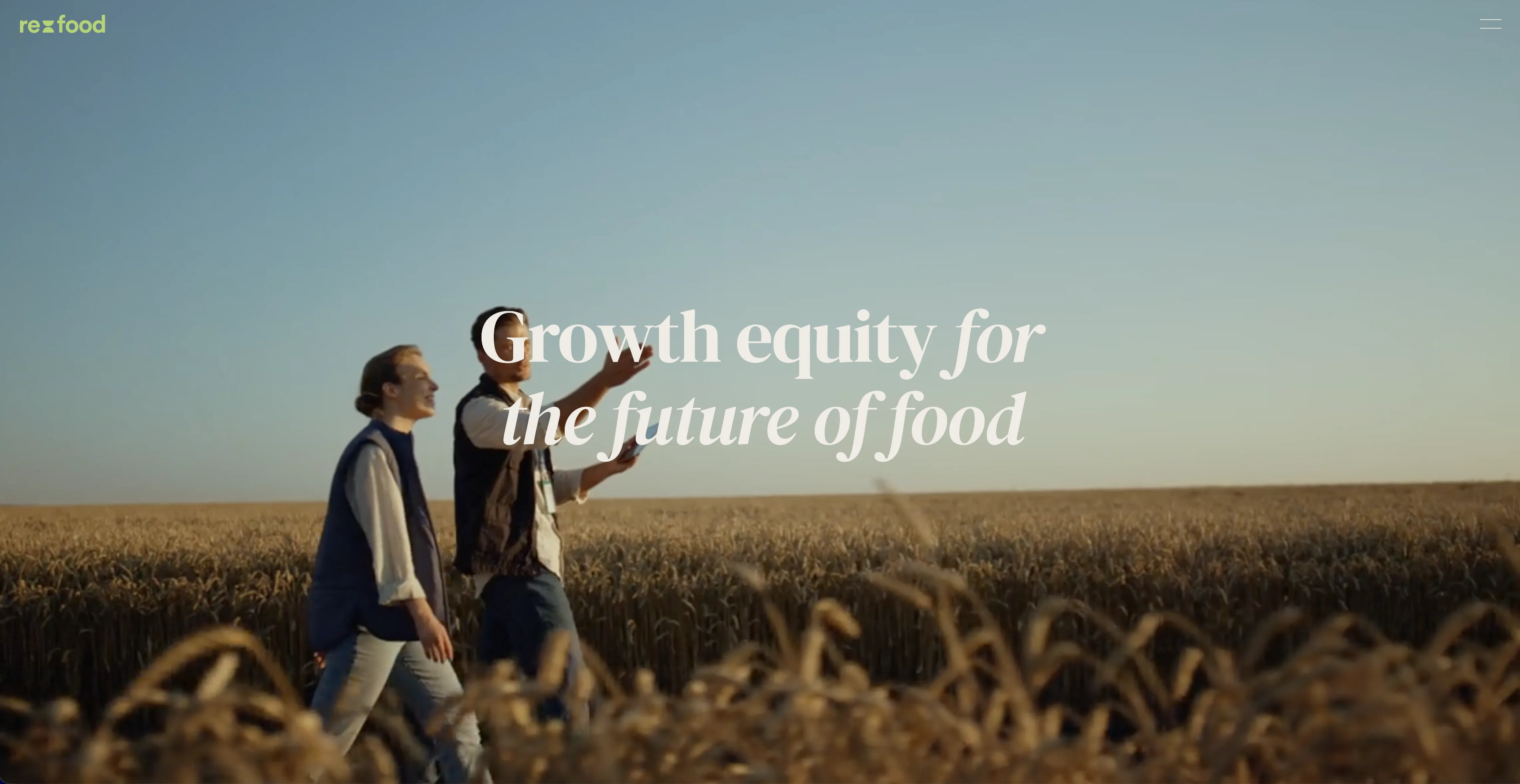 Re:food homepage hero — “Growth equity for the future of food”