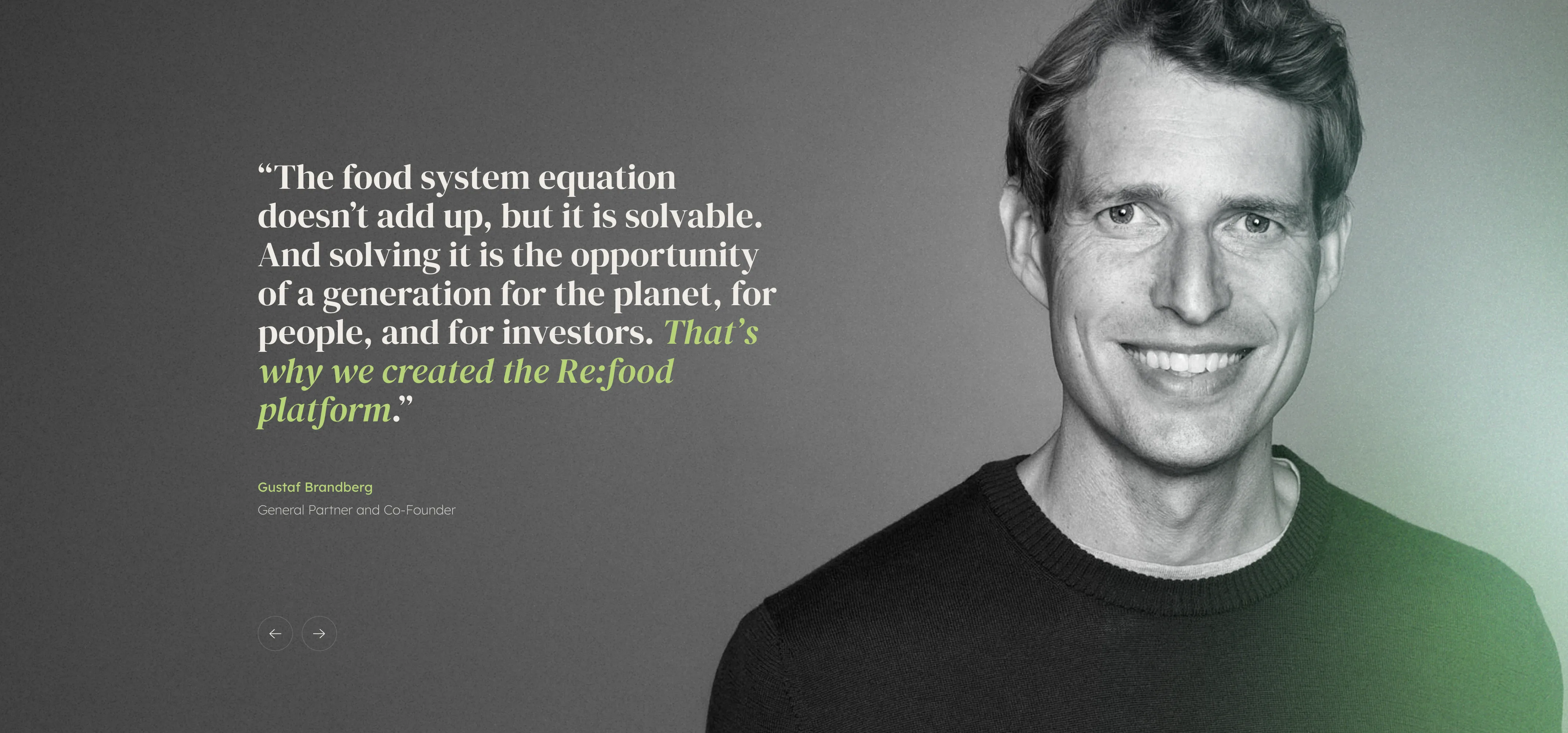 Re:food founder quote from Gustaf Brandberg